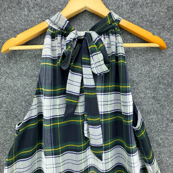 J.Crew‎ Plaid Halter Top Size 10 Tartan Check Tie Back Mock Neck Academia Preppy - Picture 7 of 15